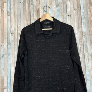Wings + Horns S Signals Long Sleeve Polo Shirt Static Black Japanese Ponte $149